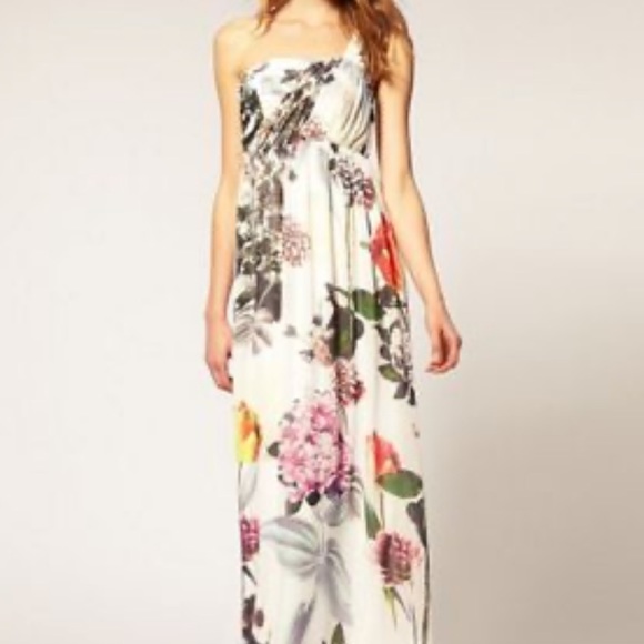 ASOS Dresses & Skirts - ASOS White Floral Print One Shoulder Maxi Dress